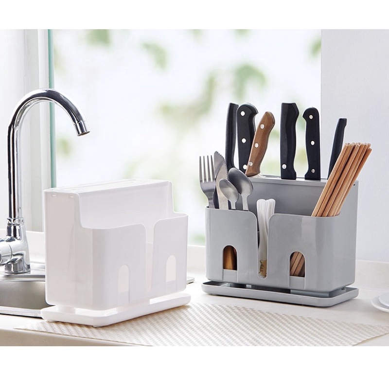 Ống Đựng Đũa, Đựng Dao Kéo/ Ống Đựng Để Bàn Cao Cấp Có Khay Hứng Nước Tháo Rời Siêu Tiện Lợi