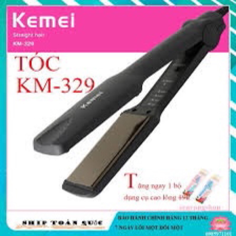 Máy Là Tóc Kemei 329 - Máy ép tóc công suất 35w với 4 mức chỉnh nhiệt cao cấp hàng loại 1 - có sẵn
