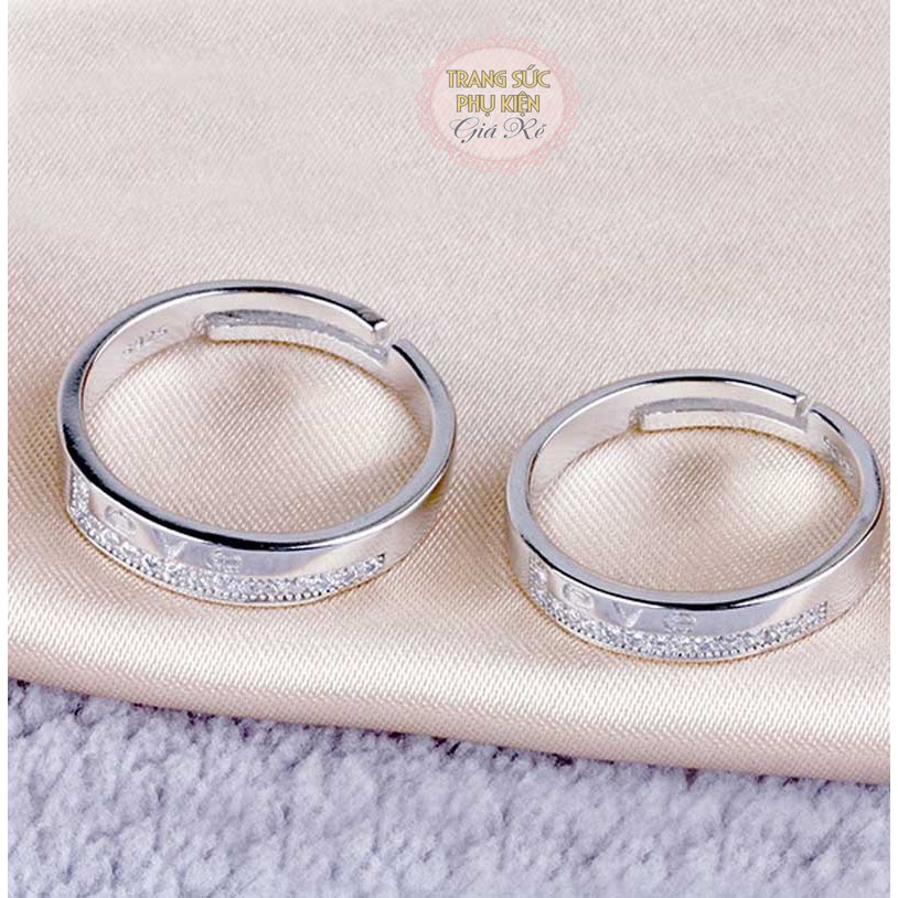 Nhẫn cặp chữ LOVE bạc Ý  S925  NC08