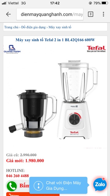 Máy xay sinh tố và ép trái cây Tefal 2in1 BL42Q166 (model mới nhất 2020)