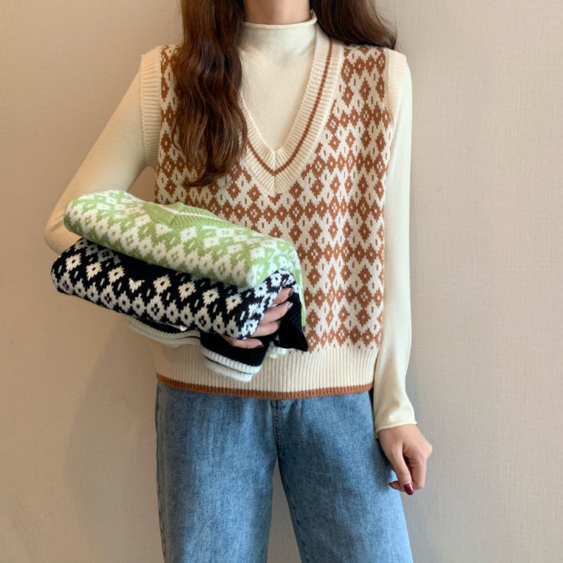 Áo sweater không tay cổ chữ V dáng rộng phong cách thời trang Hàn dành cho phái đẹp | BigBuy360 - bigbuy360.vn