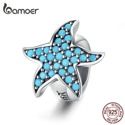 Phụ Kiện BAMOER SCC1313 Bằng Bạc Sterling 925 Làm Trang Sức Hình Ngôi Sao 5 Cánh Độc Đáo
