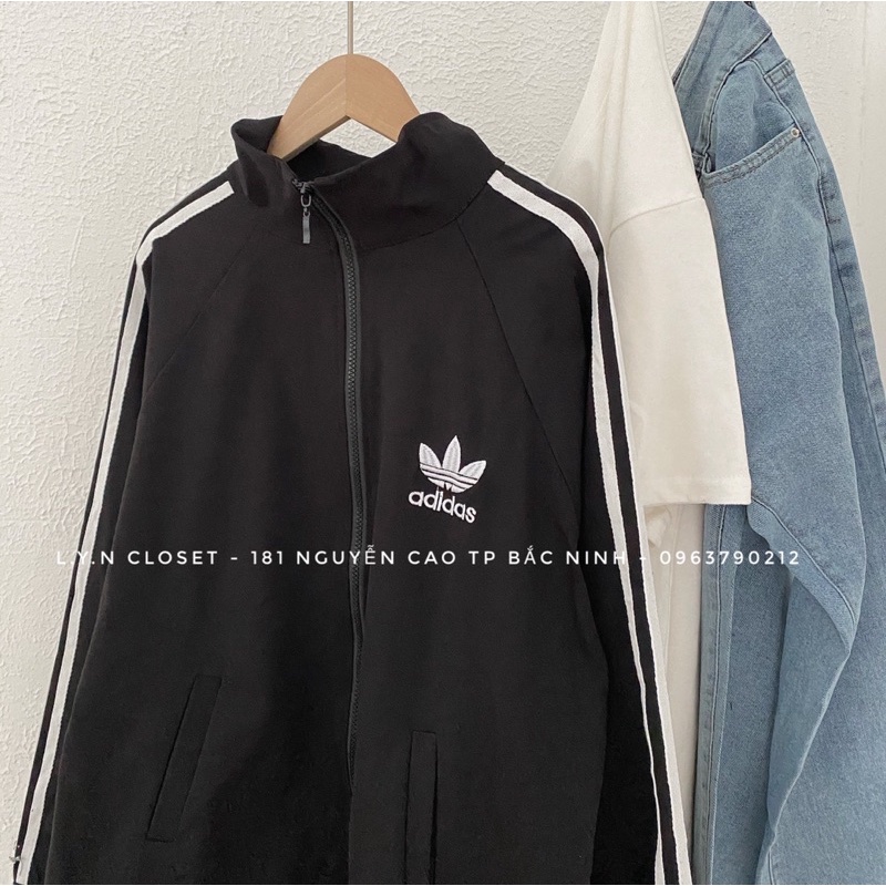 Áo khoác đen 2 sọc thêu hình đát hàng Quảng Châu Lyn Closet A13L [Freeship Sẵn]