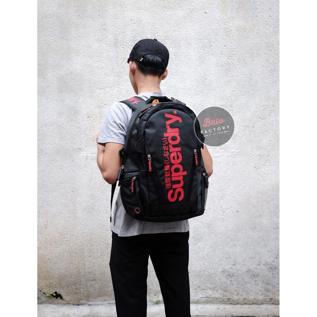 Balo Laptop Chống Nước Classic Tarp Backpack Màu Đen Đỏ