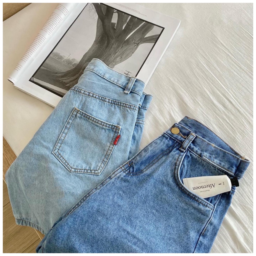 Quần Jeans ngố 4 màu nữ lưng cao form rộng cao cấp [FREESHIP]