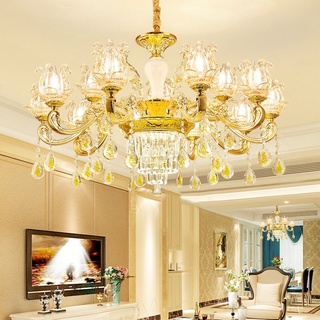 Đèn chùm 15 tay 6212 bát thuỷ tinh pha lê