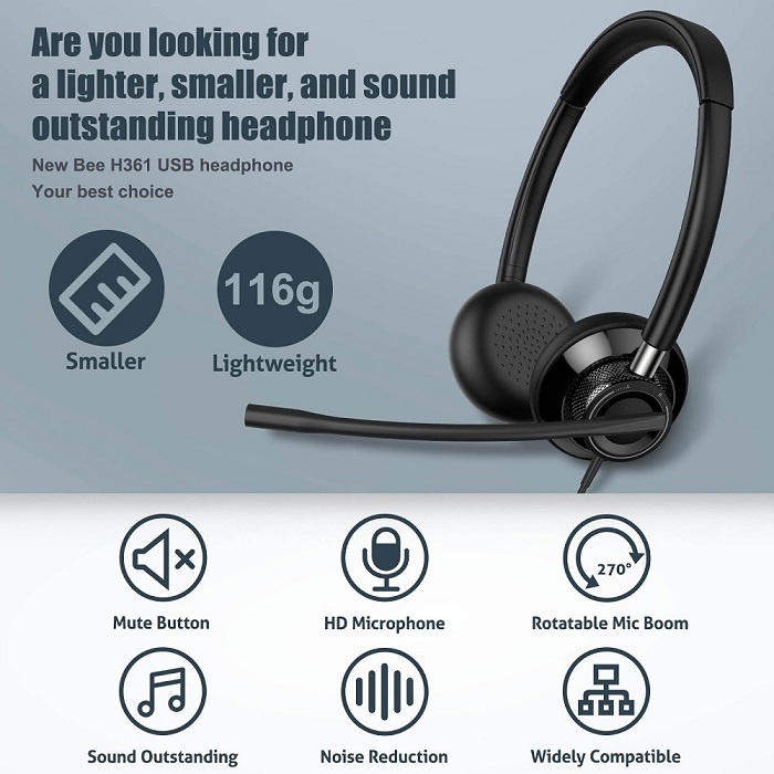 Tai nghe New Bee H361 (Cổng USB và 3.5mm - Chính hãng phân phối