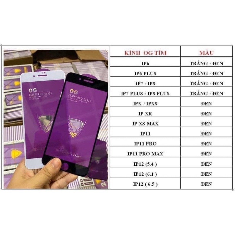 Kính cường lực OG tím ip14 /ip14 pro/ ip14  plus/ ip14 pro max