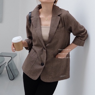 Áo blazer caro nâu mỏng 1 lớp