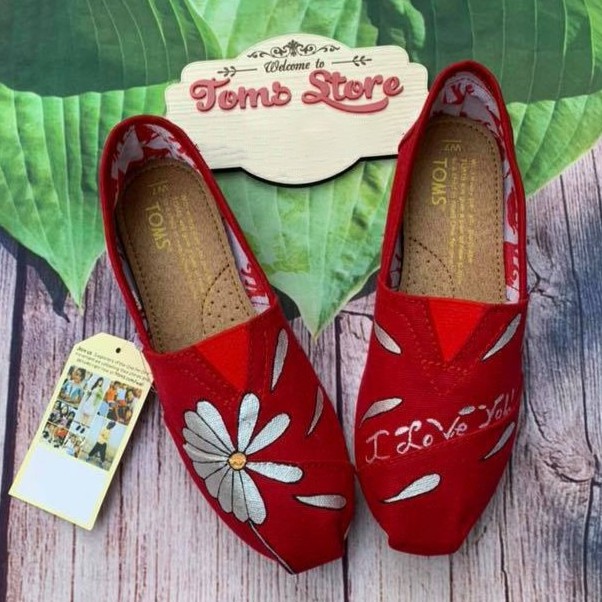 Giày toms bông hoa FLOWERS 2020. RED