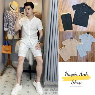 Bộ Đũi Nam / Quần Áo Đũi Nam Cổ Bẻ Cài Cúc Chất Đẹp Thoáng Mát Fullsize 4 Màu Đen/Trắng/Kem/Xanh