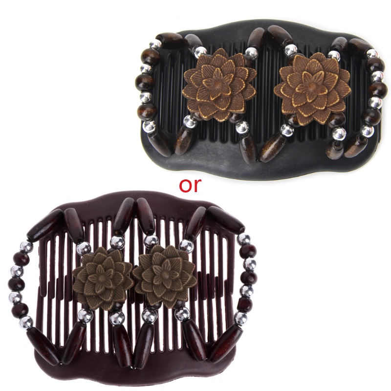 Lược Kẹp Tóc Hai Đầu Ma Thuật Bằng Gỗ Co Giãn Dành Cho Bạn Nữ