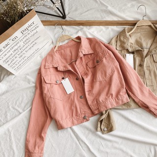 Áo khoác crop khaki