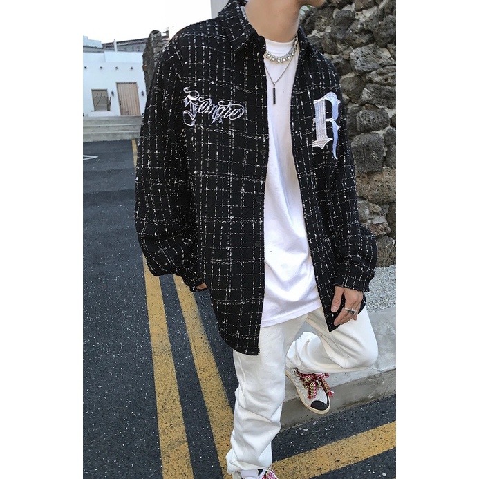 Áo khoác sơ mi caro tay dài thời trang cho nam