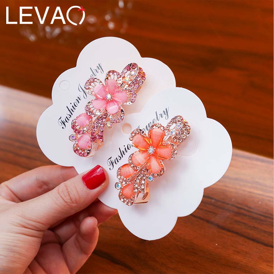 Kẹp tóc kiểu hoa đính đá long lanh siêu xinh cho nữ 6cm
