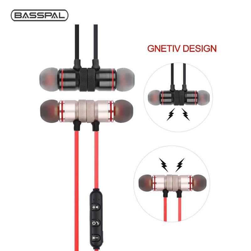 Tai nghe bluetooth Basspal XT6 thiết kế nam châm thể thao kèm mic