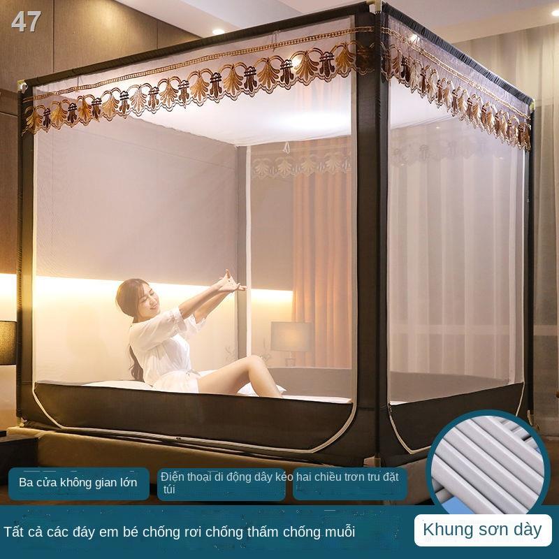 WZLưới chống muỗi Nam Cực dây kéo trẻ em rơi 1,5m 1,8m giường hộ gia đình yurt dày kiểu khung 1,2m