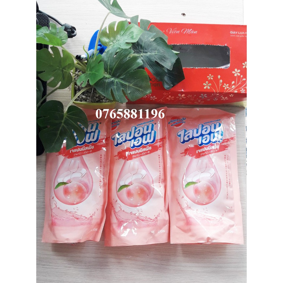 Combo 3 túi nước rửa chén Lipon 500ml hương đào Thái Lan