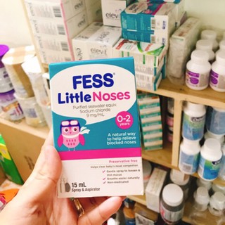 Xịt Nghẹt Mũi, Sổ Mũi Fess Little Noses cho Bé 15ml (Kèm Bóng Hút Mũi)real