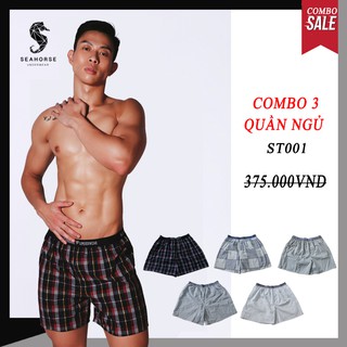 [Combo] 3 quần short/đùi cotton ngủ/mặc nhà ST001 Seahorse Underwear