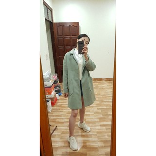 Áo dạ dáng dài xanh bơ