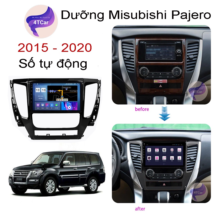 Mặt dưỡng Mitsubisi Pajero 2019 điều hòa tự động (9 inch)