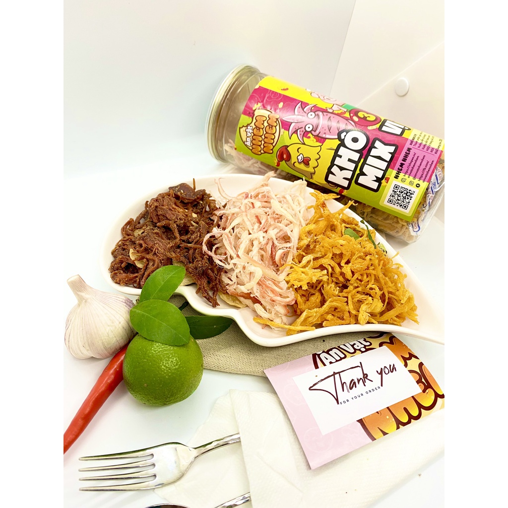 Khô mix 3 vị( Heo-Mực-Gà ) Nhem Nhem 300g Đồ ăn vặt Hà Nội vừa rẻ vừa ngon | BigBuy360 - bigbuy360.vn