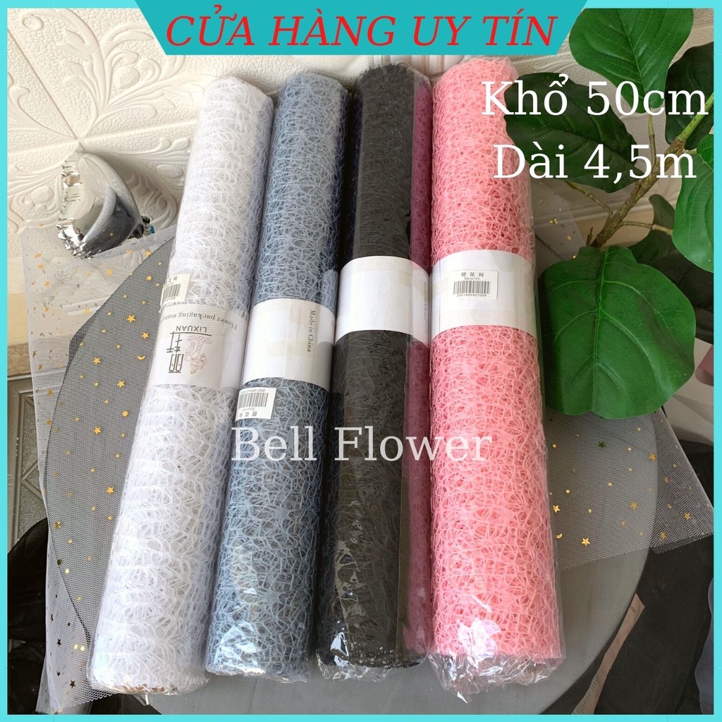 Lưới Nhện Gói Hoa, Cuộn Lưới Bó Hoa Sáp, Giả, Tươi Bellflower, Rộng 50cm, Dài 4,5m, Làm Oản, Trang Trí