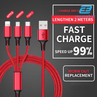 Dây Cáp Sạc Nhanh 3 Trong 1 Cổng Micro Usb / Type-C / Lightning 3 Trong 1 Cho Iphone Oppo Huawei Xiaomi Realme P20 P30 Mate 20 Pro