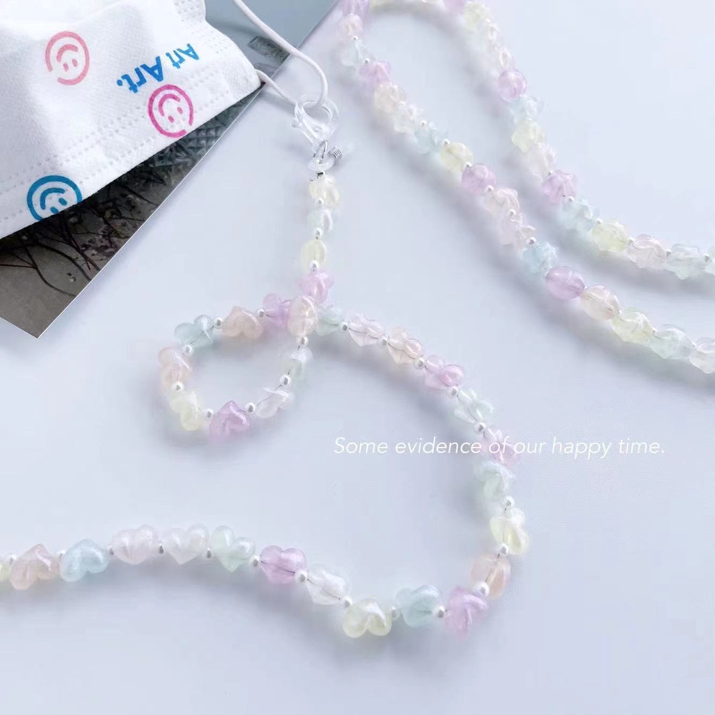 Dây Đeo Mắt Kính Đính Hạt Hình Ngôi Sao Màu Macaron Phong Cách Mới Sáng Tạo Đơn Giản