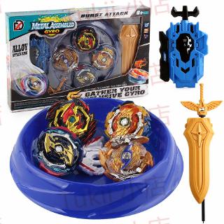 (TK) 4PCS Boxed XD168-26B Metal Fusion Beyblades Burst Set Storage Box Spinning Top Portable Tool Gyro Disk Toy