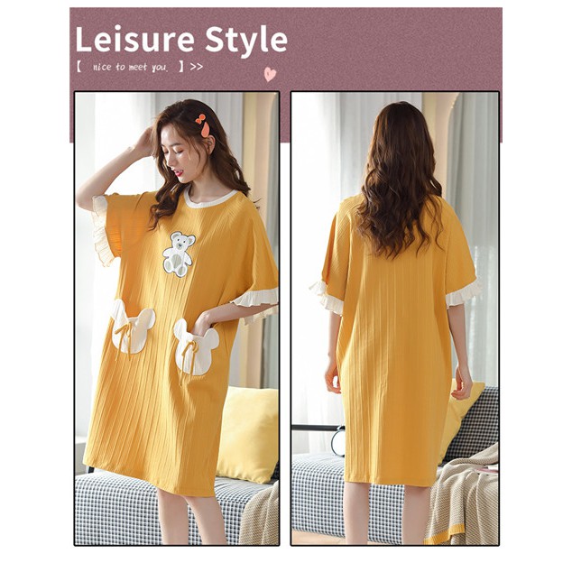 Đồ ngủ ngắn tay in họa tiết gấu Teddy đáng yêu cho nữ | BigBuy360 - bigbuy360.vn