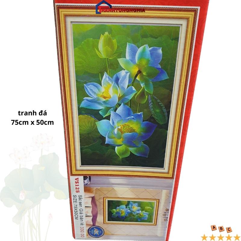 Tranh đính đá hoa sen ngát hương 75cm x 50cm