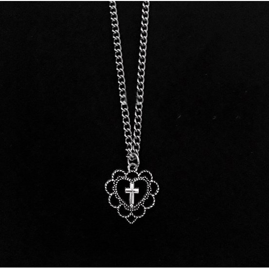Dây chuyền titan mặt trái tim khắc chữ thập - vòng cổ nữ thánh giá necklace phụ kiện  - Lolotica