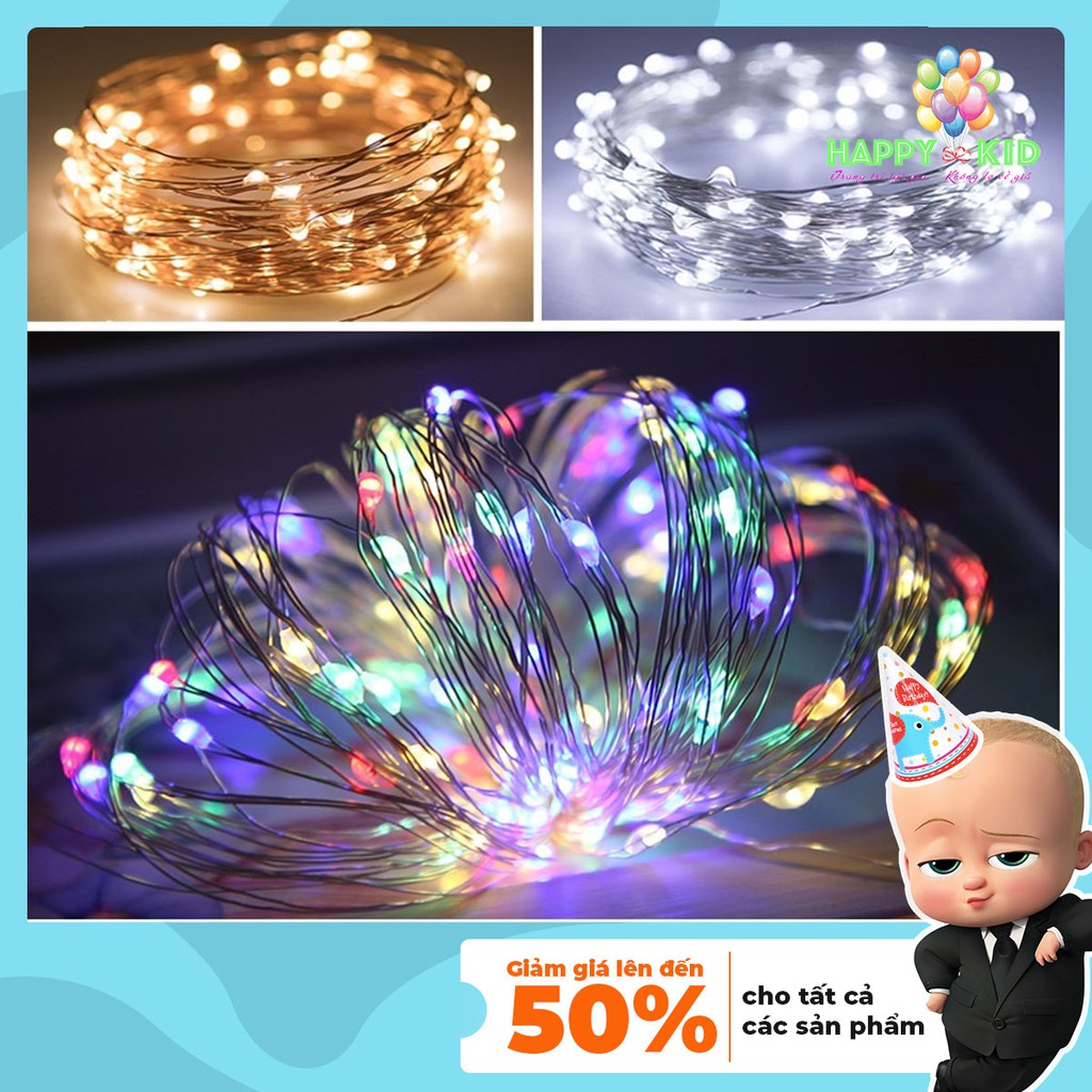 Đèn led trang trí sinh nhật trang trí phòng ngủ chụp ảnh đom đóm dùng pin 5m HAPPYKID DL