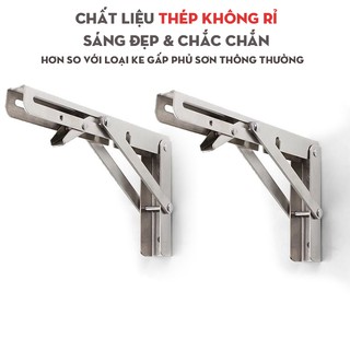 Bộ 2 giá đỡ Ke bàn gấp treo tường thông minh thép không gỉ - Dùng cho bàn học, bàn ăn, bàn làm việc, kệ trang trí