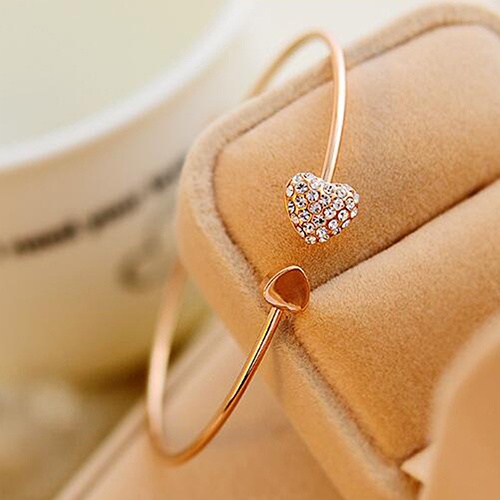 Vòng tai trang sức hình trái tim đính đá thời trang cho nữ
