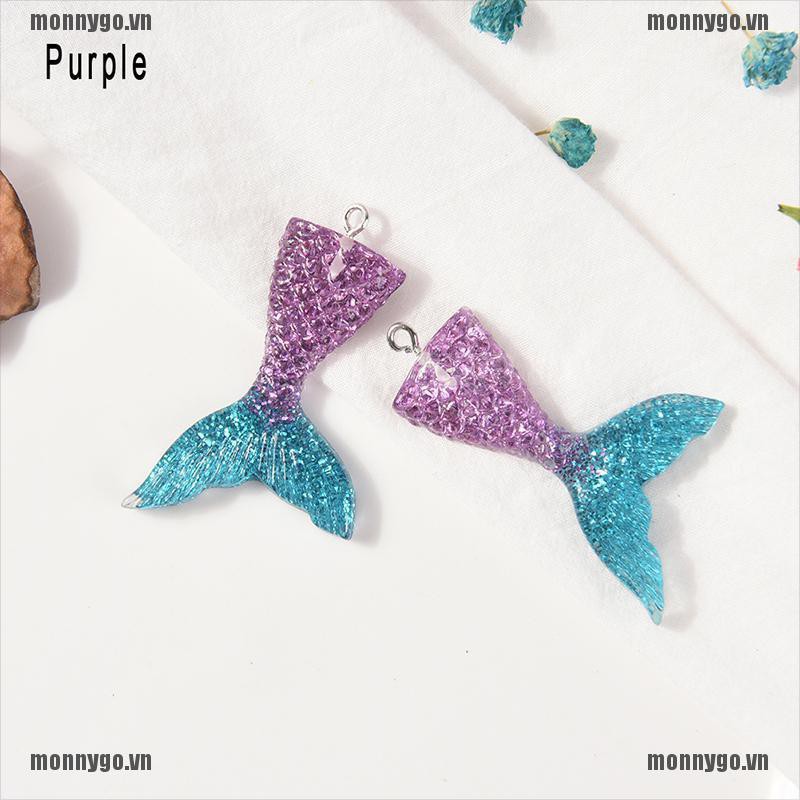 [COD+monnygo]10PCS Mixed Glitter Mermaid Fish Tail Resin Charm Pendant Fit