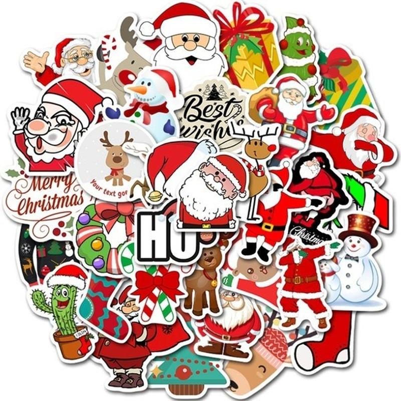 Sticker chủ đề giáng sinh chống thấm nước trang trí mũ bảo hiểm, đàn, guitar, ukulele, điện thoại laptop