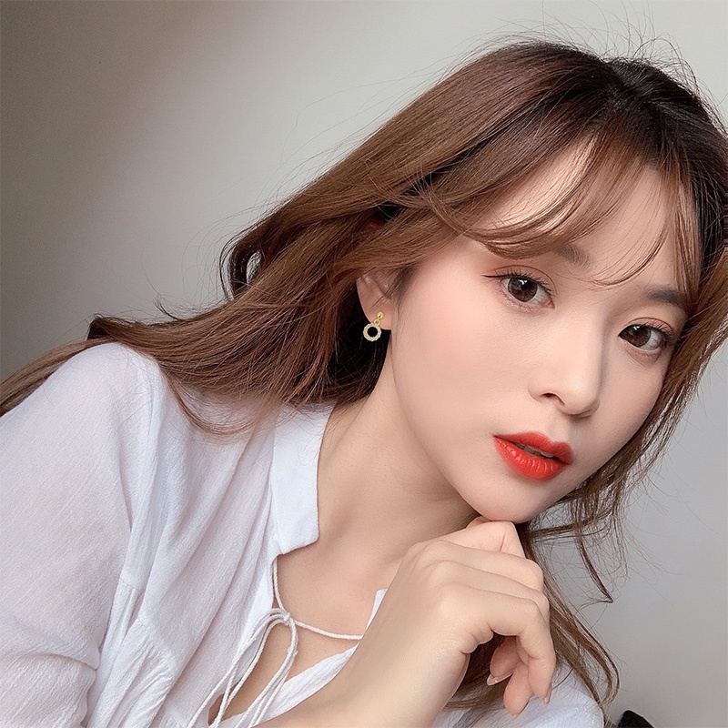 Khuyên tai dáng dài đính pha lê nhân tạo thời trang sang trọng cho nữ