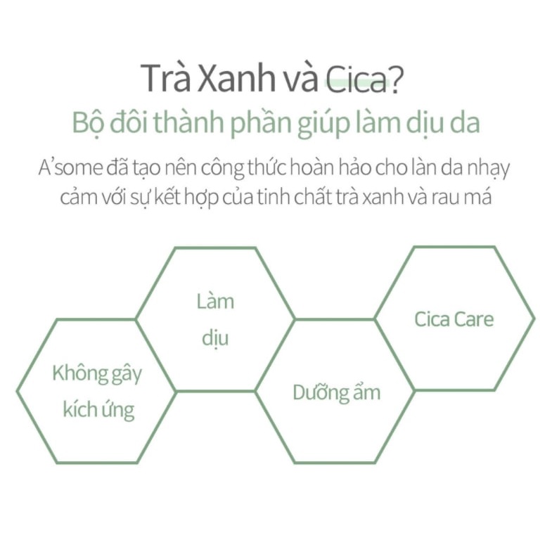 Kem mụn, giảm viêm sưng tấy đỏ chiết xuất trà xanh và rau má A'some Greentea Cica Cream 40ml