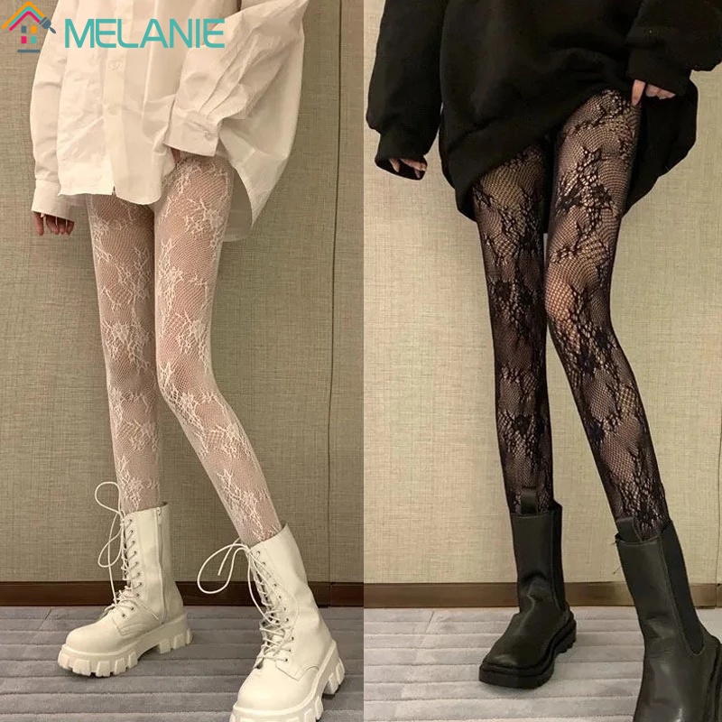 Quần vớ lưới phối ren hoa lưng cao phong cách lolita quyến rũ dành cho nữ
