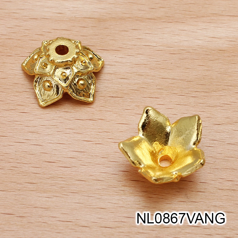1 phiến chụp hạt đúc họa tiết hoa sen cách điệu 10*16.5mm nguyên liệu làm trâm làm trang sức cổ trang
