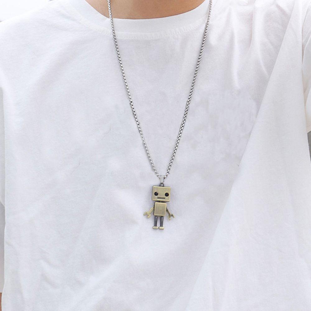 Vòng Cổ Choker Bằng Thép Không Gỉ Mặt Hình Robot Phong Cách Punk Cổ Điển