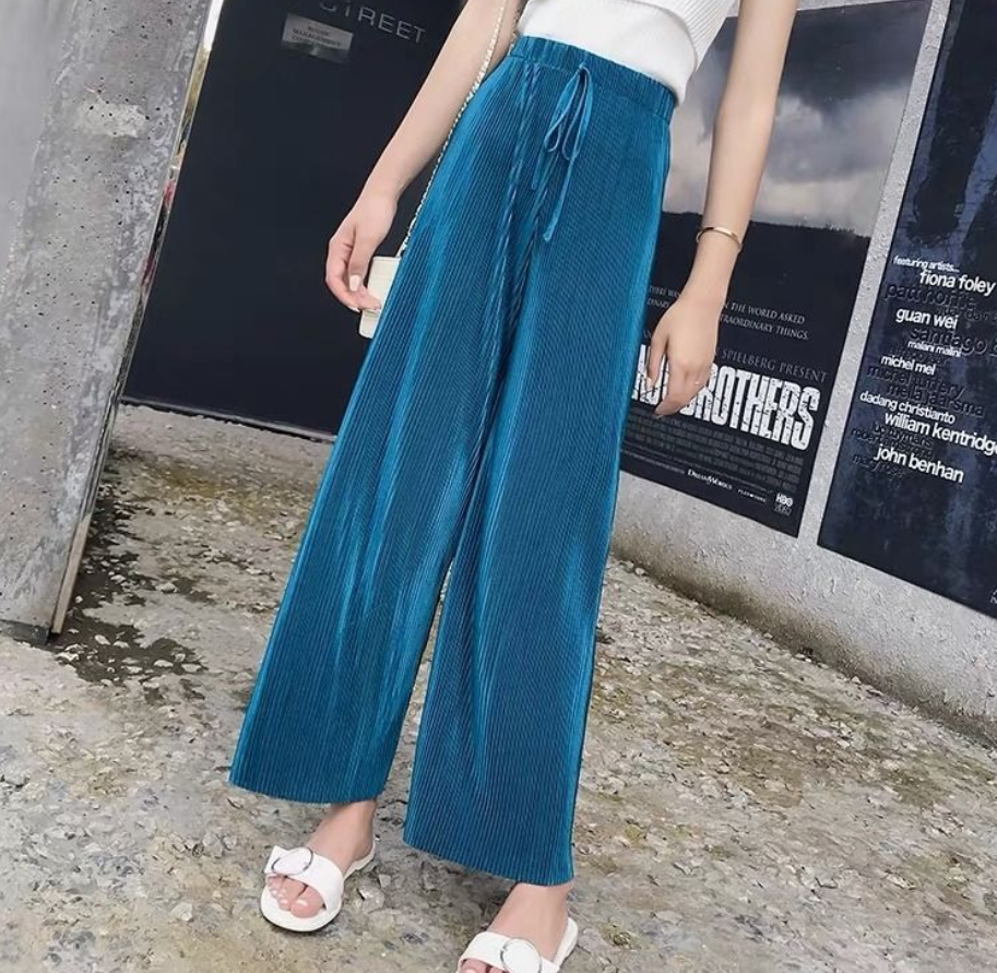 Quần Dài Chất Chiffon Lưng Cao Thiết Kế Dáng Rộng Thoải Mái