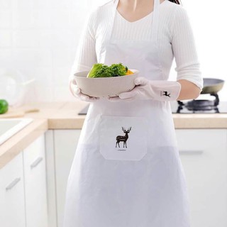 Tạp Dề Nội Trợ - Vải Trắng kèm Găng tay cao su siêu dai Giá rẻ tiện ích
