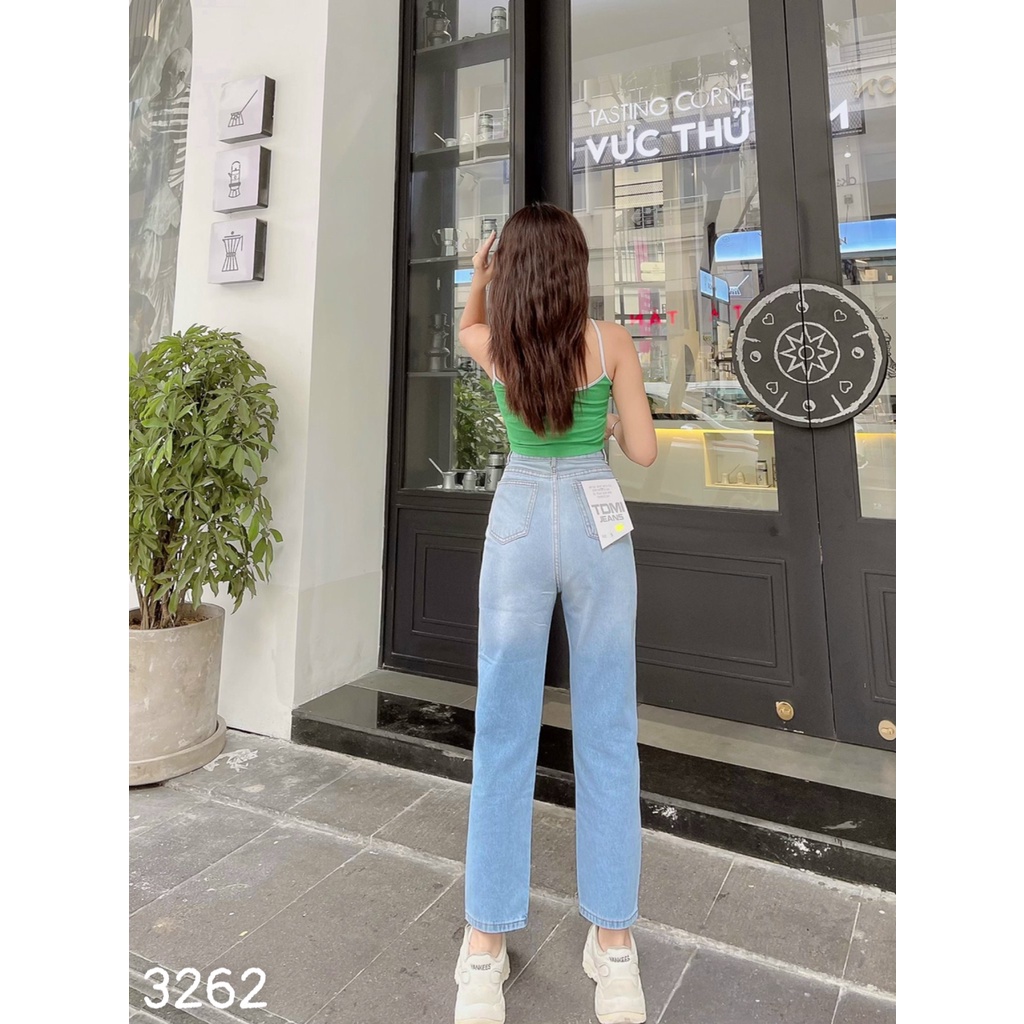 [ HÀO HÙNG ] QUẦN BAGGY JEAN NỮ LƯNG CAO LOANG MÀU XANH RÁCH 2 VẠT 1 SỌC CÁ TÍNH LAI CUỐN CAO CẤP HADI VƯỢT MỌI GIỚI HẠN