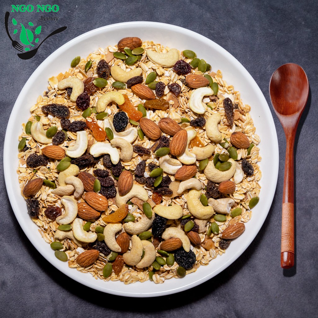 Ngũ cốc Granola - 8 thành phần các loại hạt và trái cây sấy