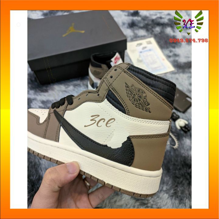 Giày thể thao sneaker 1 low jocdann cao cổ nâu be [hỗ trợ đổi trả] cho nam nữ
