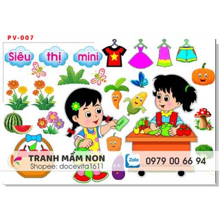 Decal mầm non- GÓC PHÂN VAI khổ lớn 127x80